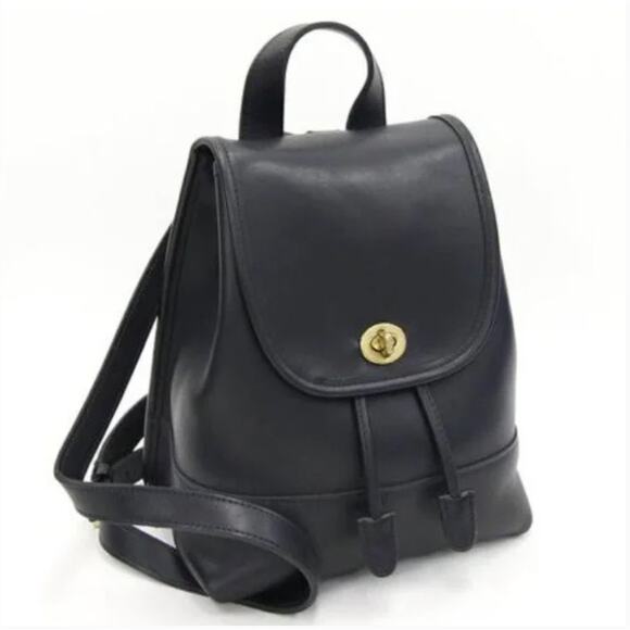 COACH Vintage Mini Drawstring Leather Daypack Mini Backpack Black - Picture 1 of 12